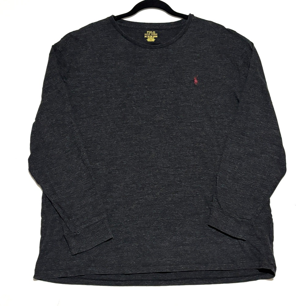 Polo Ralph Lauren Long Sleeve T-Shirt Mens XXL Charcoal Grey Classic Fit Preppy